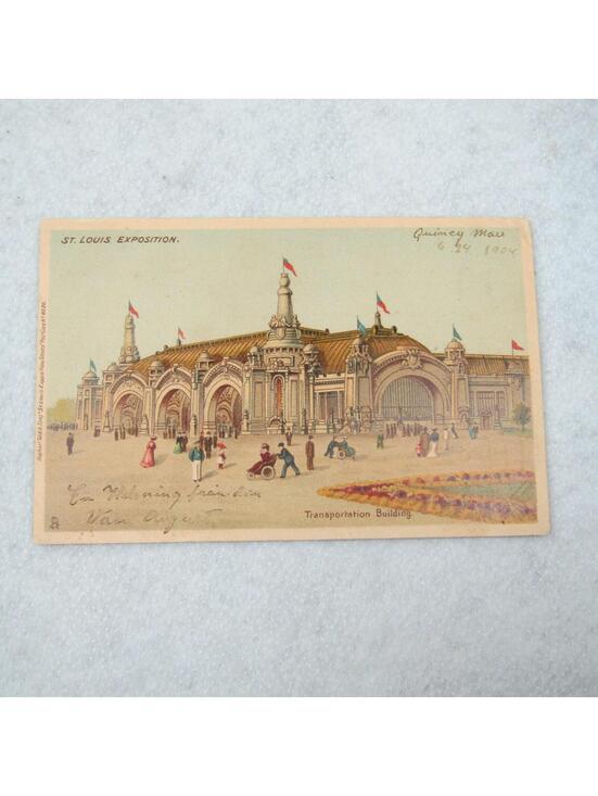 Other - Antique 1904 St Louis Worlds Fair Postcard Transportation Building Posted Stamp